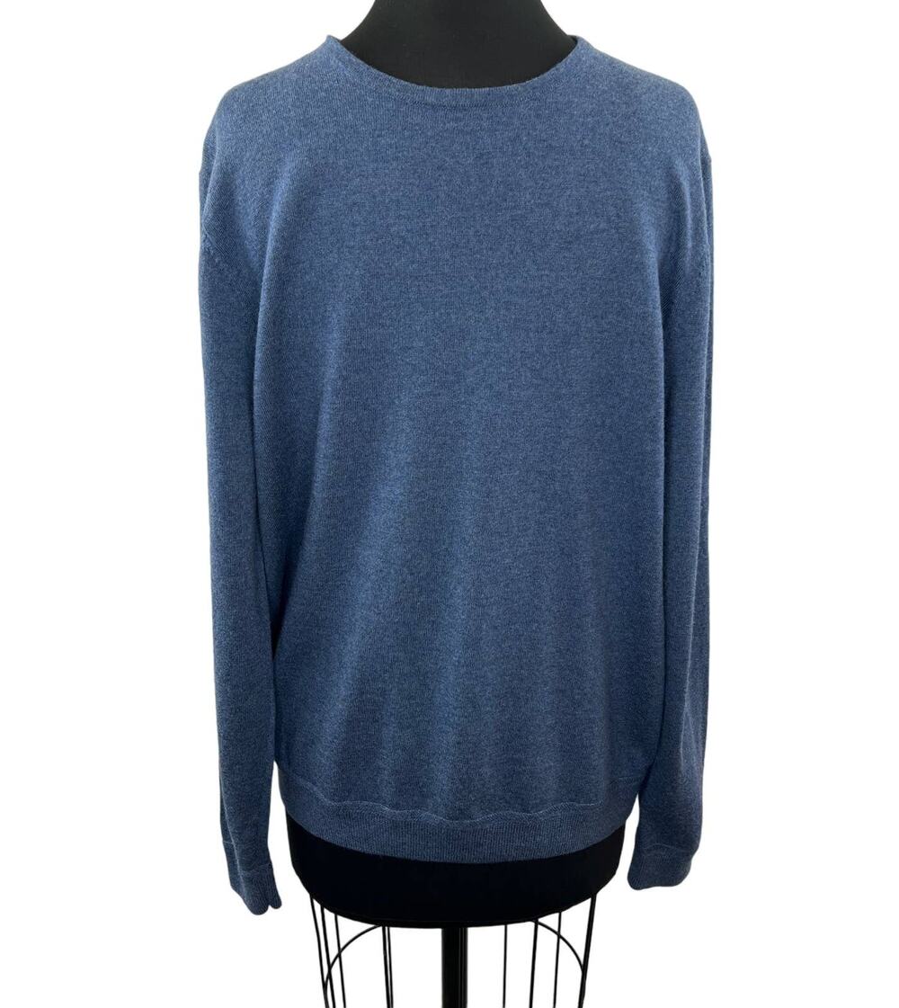 Nordstrom JWN Men's Blue Italian Merino Wool Crewneck Pullover Sweater Size XL